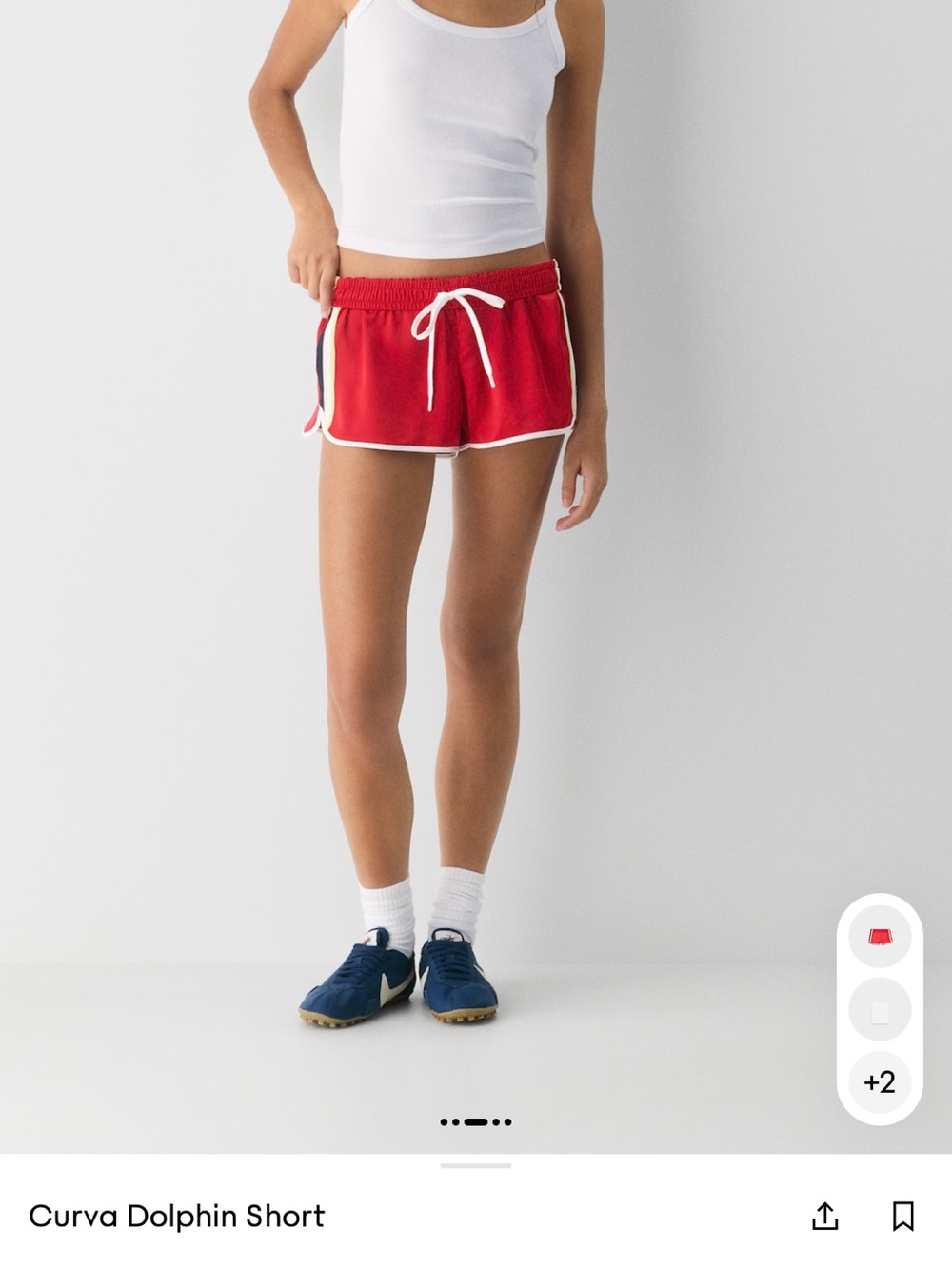 Aritzia Curva Dolphin Short - Red with White Trim